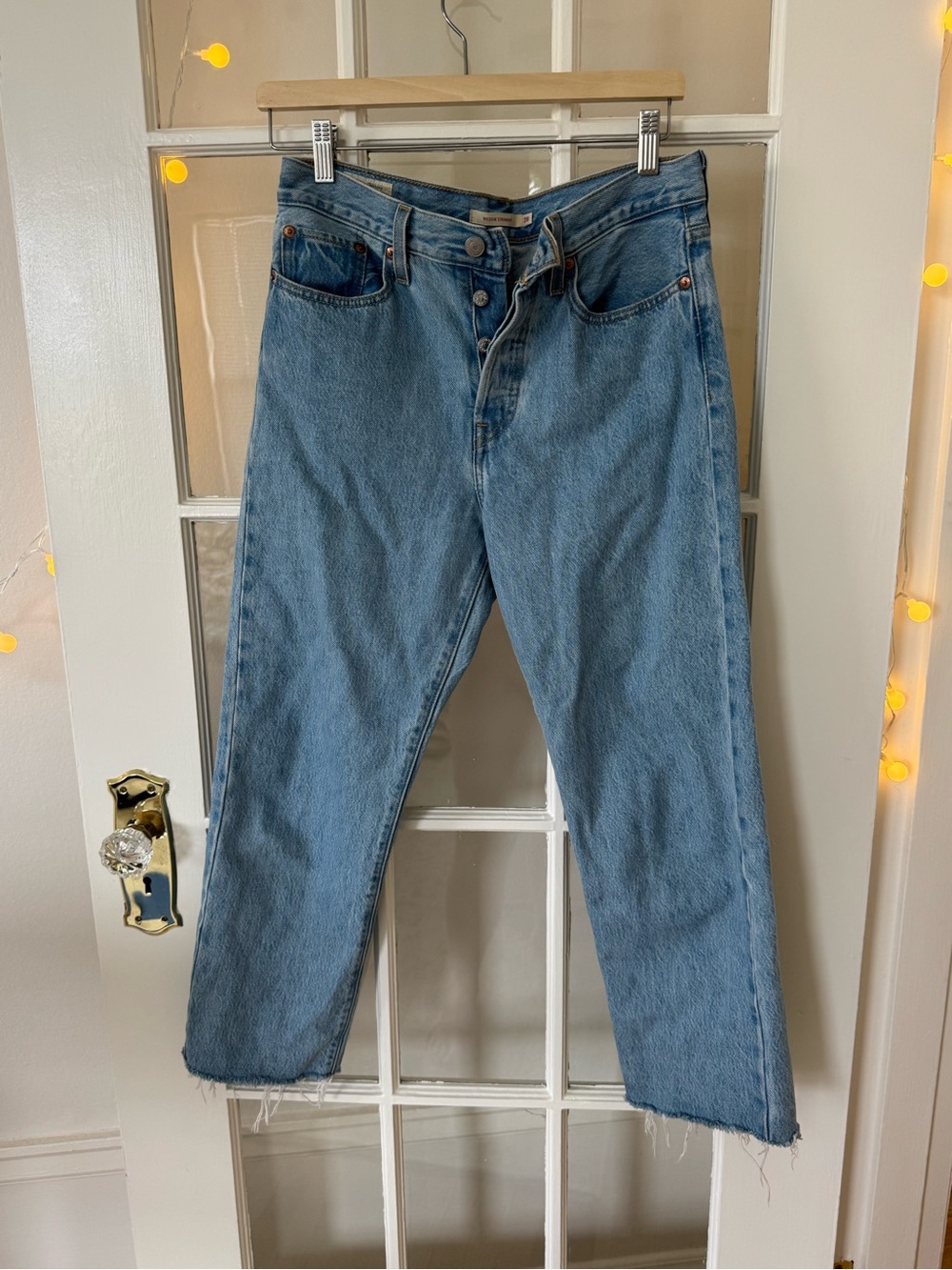 Levi's Wedgie Straight Button Fly Light Blue Jeans (28”)
